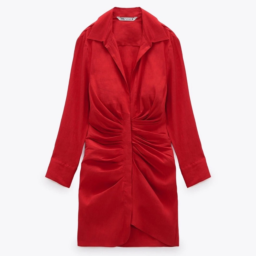 NWT ZARA Draped Linen Dress